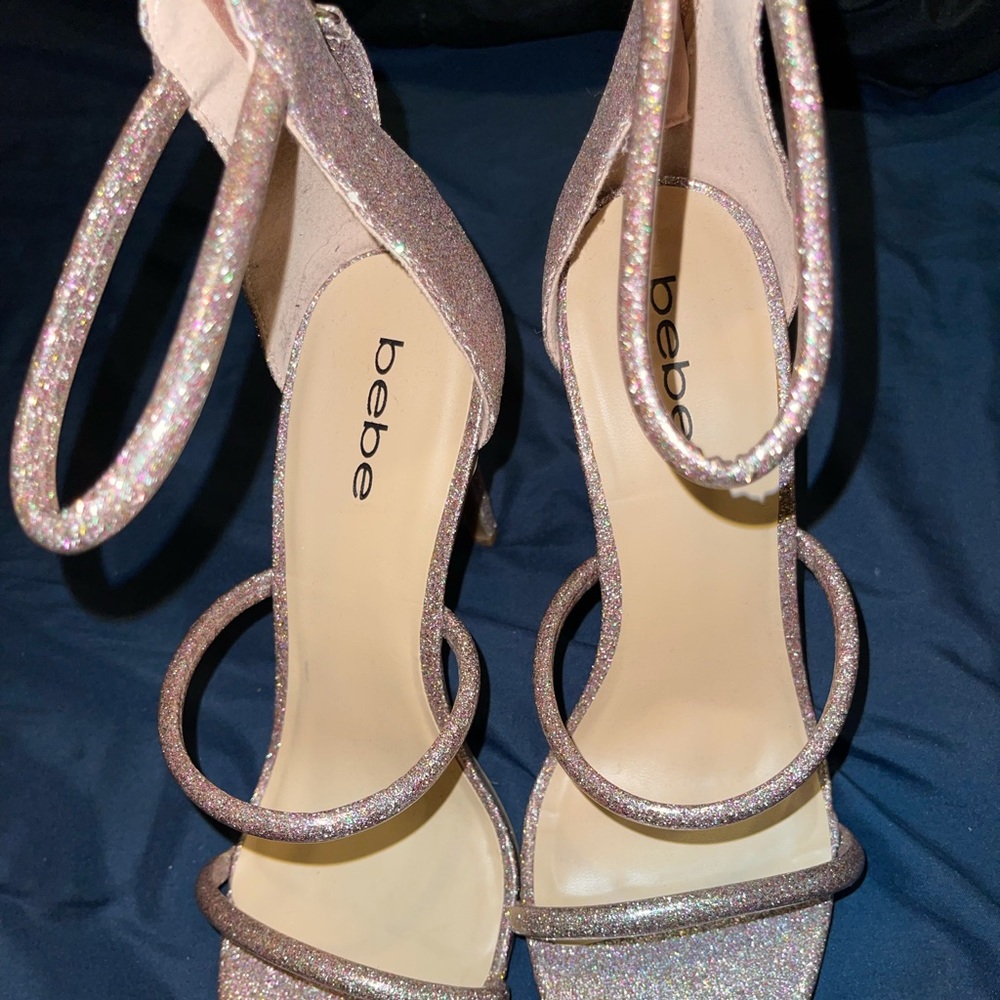 Pink glitter strappy heels